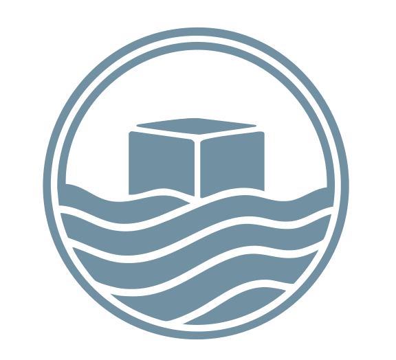 Clear Lakes Ice Company emblem — ice block above stylized waves in a double-ring circle